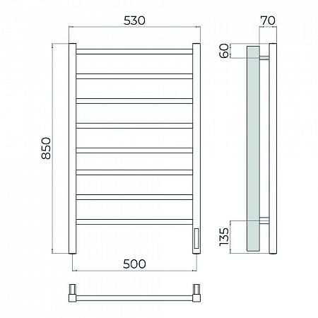 Ватикан П8 500х850 Электро Полотенцесушитель TERMINUS Сатин Усолье-Сибирское - фото 4