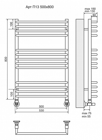 Арт П13 500х800 Полотенцесушитель  TERMINUS  Усолье-Сибирское - фото 3