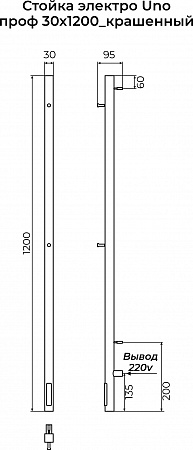 Стойка электро УНО (UNO) проф 1200 КС 9005 матовый TERMINUS Усолье-Сибирское - фото 3