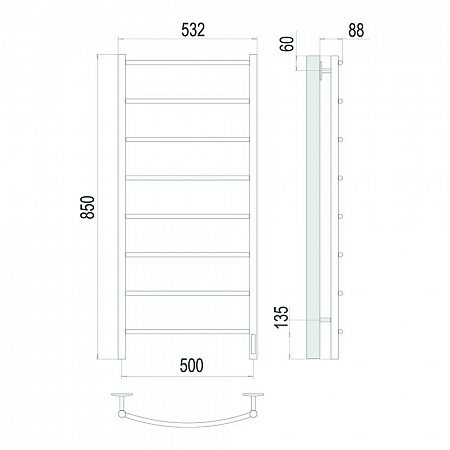 Классик П8 500х850 Электро Полотенцесушитель TERMINUS Сатин Усолье-Сибирское - фото 4
