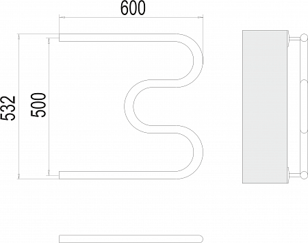 М-обр AISI 32х2 500х600 Полотенцесушитель  TERMINUS Усолье-Сибирское - фото 3