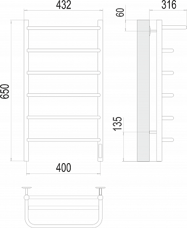 Полка П6 400х650 Электро (quick touch) Полотенцесушитель  TERMINUS Усолье-Сибирское - фото 3