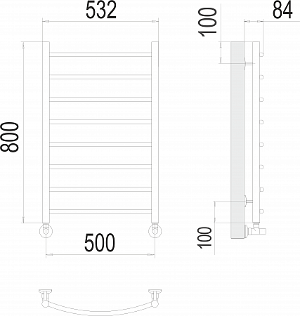 Классик П8 500х800 Полотенцесушитель  TERMINUS Усолье-Сибирское - фото 3