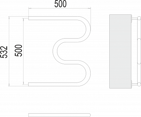 М-обр AISI 32х2 500х500 Полотенцесушитель  TERMINUS Усолье-Сибирское - фото 3