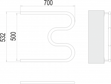 М-обр AISI 32х2 500х700 Полотенцесушитель  TERMINUS Усолье-Сибирское - фото 3