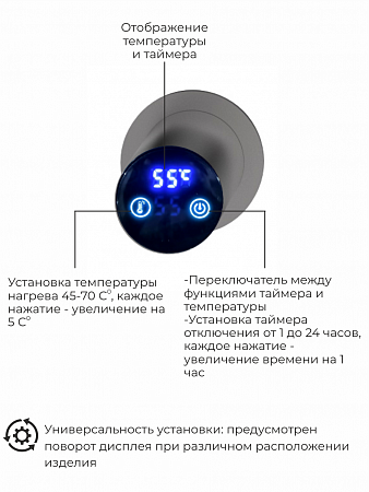 Рондо П2 350х760 электро Полотенцесушитель TERMINUS Оружейная сталь Усолье-Сибирское - фото 5
