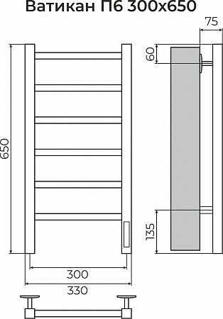 Ватикан П6 300х650 Электро (quick touch) Полотенцесушитель TERMINUS Усолье-Сибирское - фото 3
