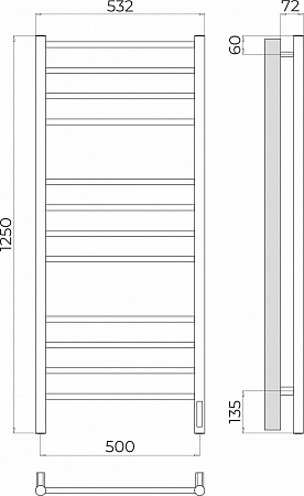 Аврора П12 500х1250 Электро (quick touch) Полотенцесушитель TERMINUS Усолье-Сибирское - фото 3