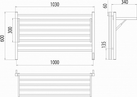 Горизонт П8 1000х600 электро КС ЧЕРНЫЙ МУАР (sensor quick touch) Полотенцесушитель TERMINUS Усолье-Сибирское - фото 5