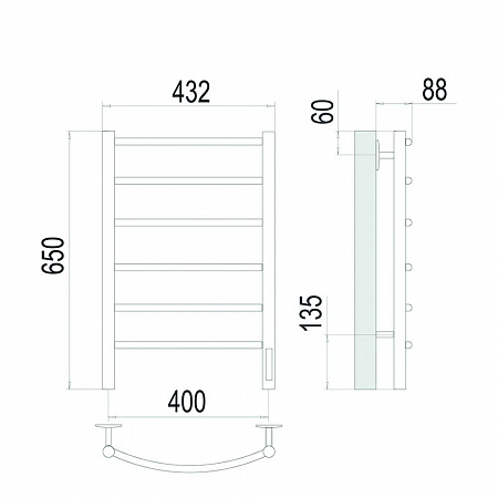 Классик П6 400х650 Электро Полотенцесушитель TERMINUS Сатин Усолье-Сибирское - фото 4